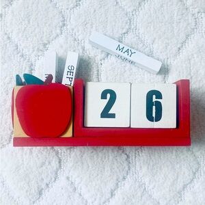 Vintage wooden blocks Teachers Desk Calender hand painted classroom decor